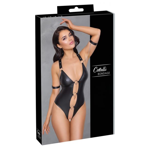 Cottelli Bondage - Shiny Ring Open Body (Black) - L