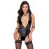 Cottelli Bondage - Lace Body with Collar (Black)  - M