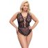 Cottelli Curves Plus Size - doorzichtige body met patroon (zwart)