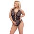 Cottelli Curves Plus Size - przezroczyste wzorzyste body (czarny)