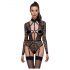 Cottelli - Transparent, Low-Cut Strappy Bodysuit (Black)  - M