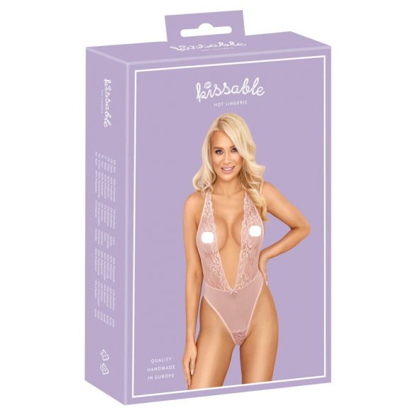 Kissable - Tief ausgeschnittener Spitzenbody (pink)