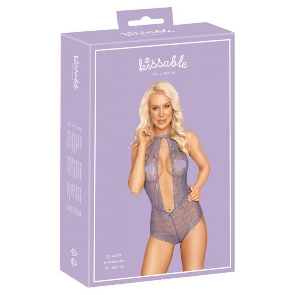 Kissable - Halsband, Spitzenbody (Lila)