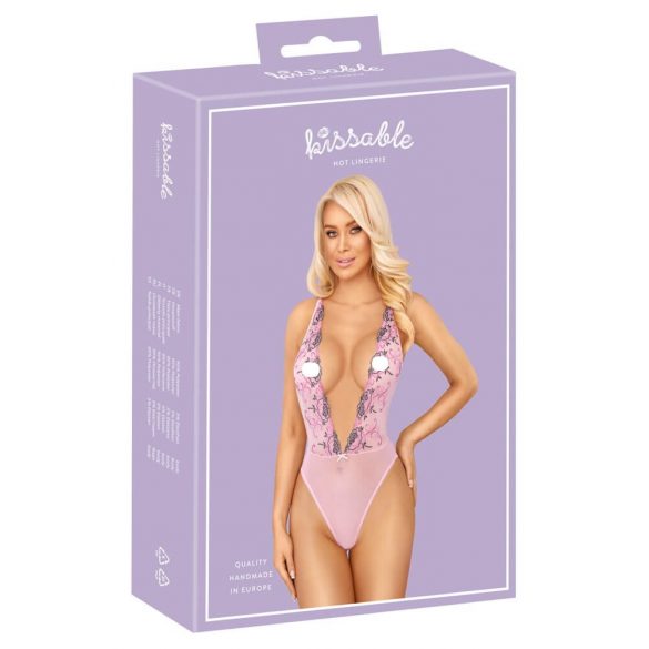 Kissable - vyšívané body (ružové)  - L/XL