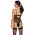 Cottelli - Open Strappy Bodysuit with Garter (Black)