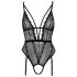 Cottelli - Open Strappy Bodysuit with Garter (Black)