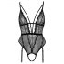 Cottelli - Open Strappy Bodysuit with Garter (Black)