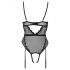 Cottelli - Open Strappy Bodysuit with Garter (Black)