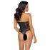 Cottelli Party - Blumenmuster Body (schwarz)