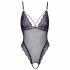 Cottelli - Embroidered Open Lace Bodysuit (Black-Purple)