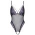 Cottelli - Embroidered Open Lace Bodysuit (Black-Purple)  - L