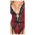 Abierta Fina - Open Garter Bodysuit (Black-Red)