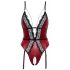 Abierta Fina - Open Garter Bodysuit (Black-Red)