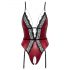 Abierta Fina - Open Garter Bodysuit (Black-Red)