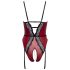 Abierta Fina - body ouvert avec porte-jarretelles (noir-rouge)