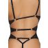 Abierta Fina - Open Lace Bodysuit with Rhinestones (Black-Gold)