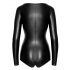 Zwart - glanzende lange mouw body - M