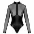 Noir - Shiny Sheer Bodysuit (Black)  - M