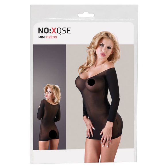 NO:XQSE - Long Sleeve, Sheer Bodystocking - Black (S-L)