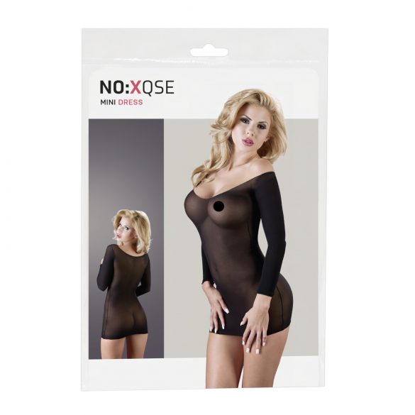 NO:XQSE - Long Sleeve, Sheer Bodystocking - Black (S-L)