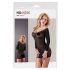 Abito Minidress Trasparente con Maniche Lunghe e Filo Dorato - Nero (S-L)