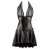 Noir - geplooide jurk, transparante borststuk, halter (zwart) - L