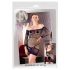 Mandy Mystery - Netz-Rohrkleid mit Garter-Set und String - Schwarz (S-L)