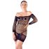 Mandy Mystery - Netz-Rohrkleid mit Garter-Set und String - Schwarz (S-L)