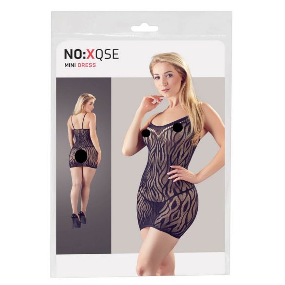 NO:XQSE - Tigerstreifen, transparentes Kleid mit Tanga - Schwarz (Größe S-L)