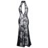 Noir - Transparent, Floral Long Dress (Black)