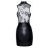 Noir - Transparent Top Shiny Mini Dress (Black)