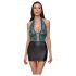 Cottelli - Lace-Up, Shiny Dress (Black-Green)