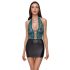 Cottelli - Lace-up Shiny Dress (Black-Green)