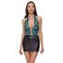 Cottelli - Lace-up Shiny Dress (Black-Green)  - M