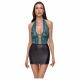 Cottelli - Lace-Up, Shiny Dress (Black-Green) - XL