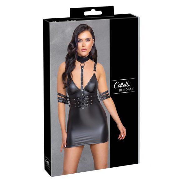 Cottelli Bondage - Halsband Mini-Kleid mit Glanz (Schwarz)