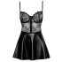 Abito Noir con Top in Pizzo e Gonna Lucida (Nero)  - M