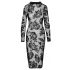 Noir - Embroidered Rose Long Sleeve Dress (Black)