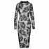 Noir - Embroidered Rose Long Sleeve Dress (Black)