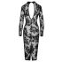 Noir - Embroidered Rose Long Sleeve Dress (Black)