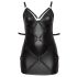 Cottelli Plus Size - Mini šaty bez ramienok s manžetami na ruky (čierne)