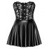 Noir - Lace Top Shiny Mini Dress (Black)  - L