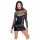 Noir - Shiny Dress with Sheer Top (Black) - M