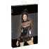 Noir - Shiny Dress with Sheer Top (Black) - M