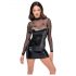 Noir - Shiny Dress with Sheer Top (Black) - L