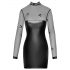 Noir - Shiny Dress with Sheer Top (Black) - L