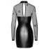 Noir - Shiny Dress with Sheer Top (Black) - L