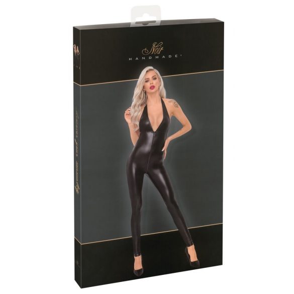 Noir - Diepe halsuitsnijding, halter jumpsuit (zwart)