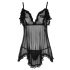 Cottelli - Løs, frilly babydoll (svart) - XL