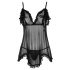 Cottelli - Sheer, Ruffled Babydoll (Black)  - XXL